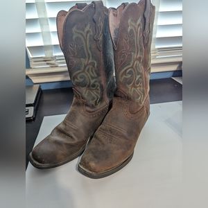 JUSTIN WOMEN'S STAMPEDE DURANT WESTERN BOOTS - SQUARE TOE BROWN SIZE 10B